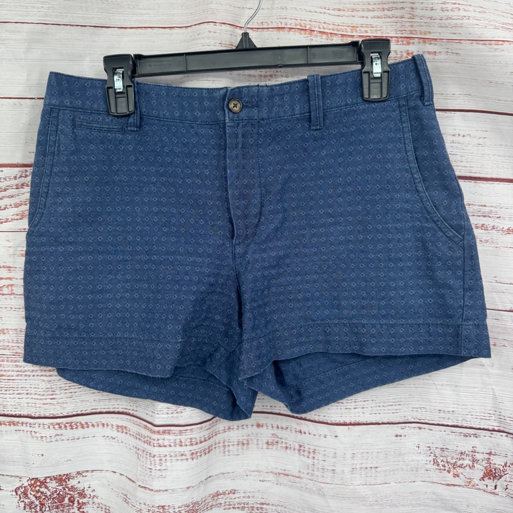Polo Ralph Lauren Chino Shorts‎ Women Size 4 Blue Diamond Print Casual